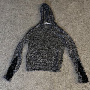 Salt and pepper Aeropostale Woman’s Small Hoodie with black Lace Sleeve